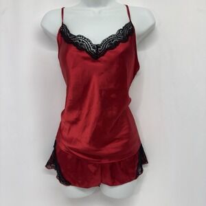 Secret Treasures Ladies seze M Red & Black Silky PJ'S Loungeware Sleepware...